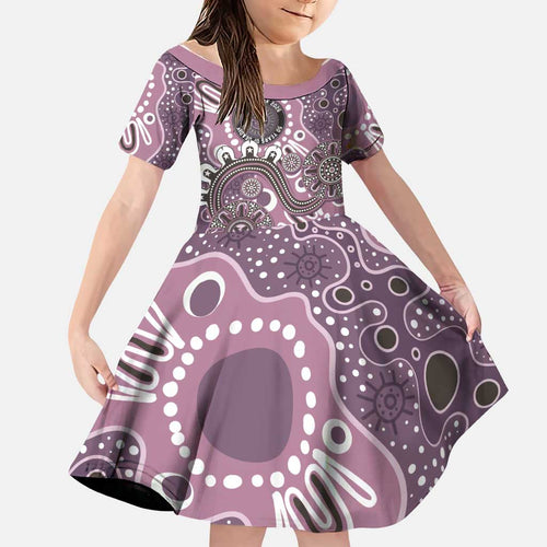 Personalised NAIDOC Week 50 Years Deadly Always Family Matching Summer Maxi Dress and Hawaiian Shirt Pink Aboriginal Artwork Dot Painting