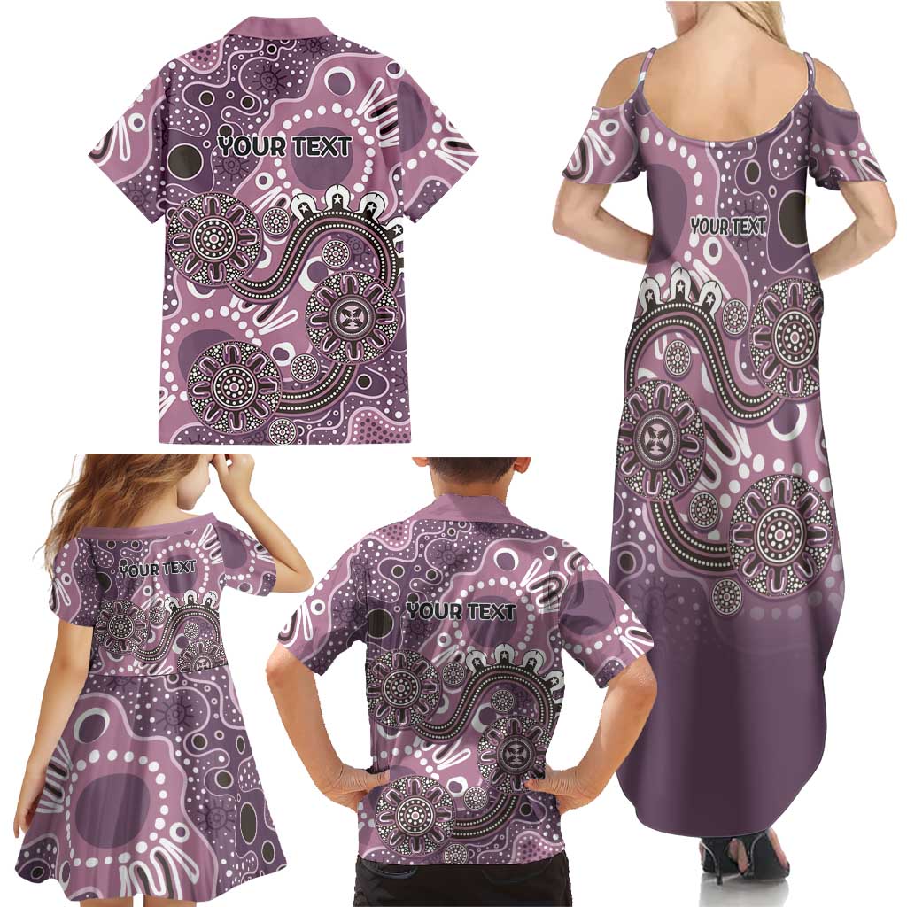 Personalised NAIDOC Week 50 Years Deadly Always Family Matching Summer Maxi Dress and Hawaiian Shirt Pink Aboriginal Artwork Dot Painting
