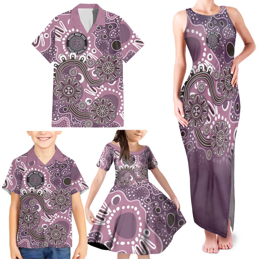 Personalised NAIDOC Week 50 Years Deadly Always Family Matching Tank Maxi Dress and Hawaiian Shirt Pink Aboriginal Artwork Dot Painting