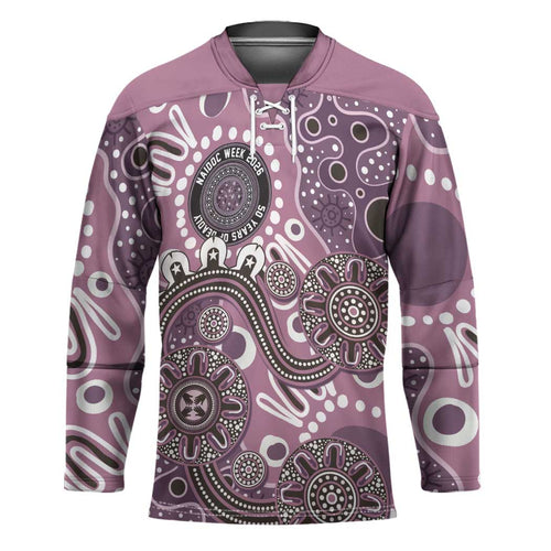 Personalised NAIDOC Week 50 Years Deadly Always Hockey Jersey Pink Aboriginal Artwork Dot Painting