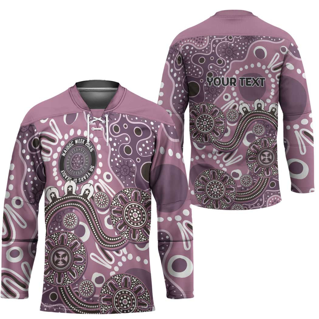 Personalised NAIDOC Week 50 Years Deadly Always Hockey Jersey Pink Aboriginal Artwork Dot Painting