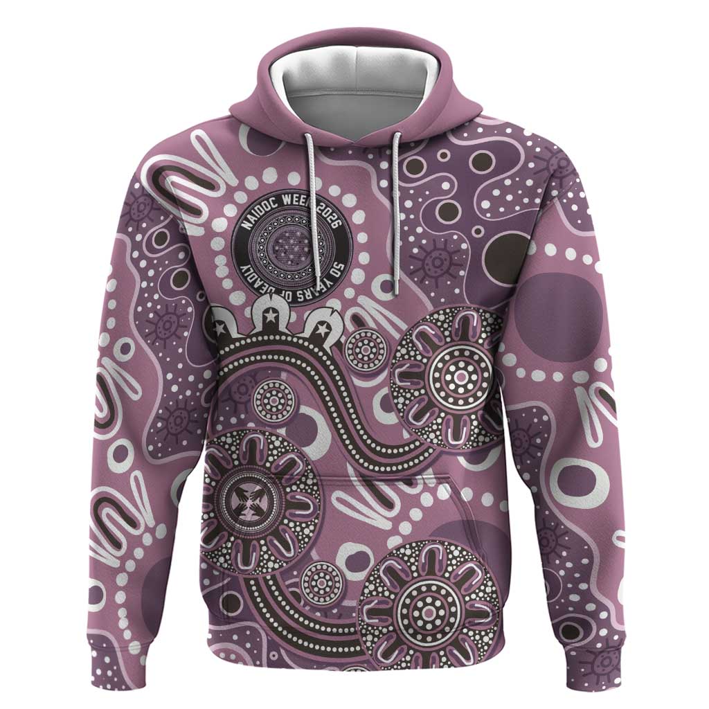 Personalised NAIDOC Week 50 Years Deadly Always Hoodie Pink Aboriginal Artwork Dot Painting