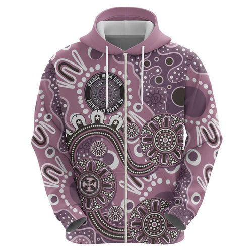 Personalised NAIDOC Week 50 Years Deadly Always Hoodie Pink Aboriginal Artwork Dot Painting