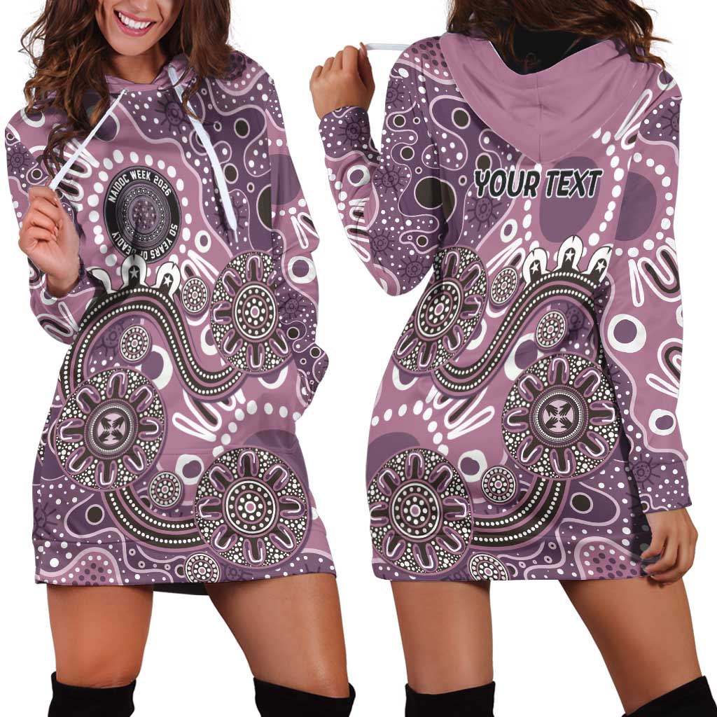 Personalised NAIDOC Week 50 Years Deadly Always Hoodie Dress Pink Aboriginal Artwork Dot Painting