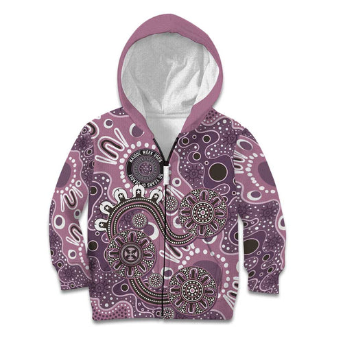 Personalised NAIDOC Week 50 Years Deadly Always Kid Hoodie Pink Aboriginal Artwork Dot Painting