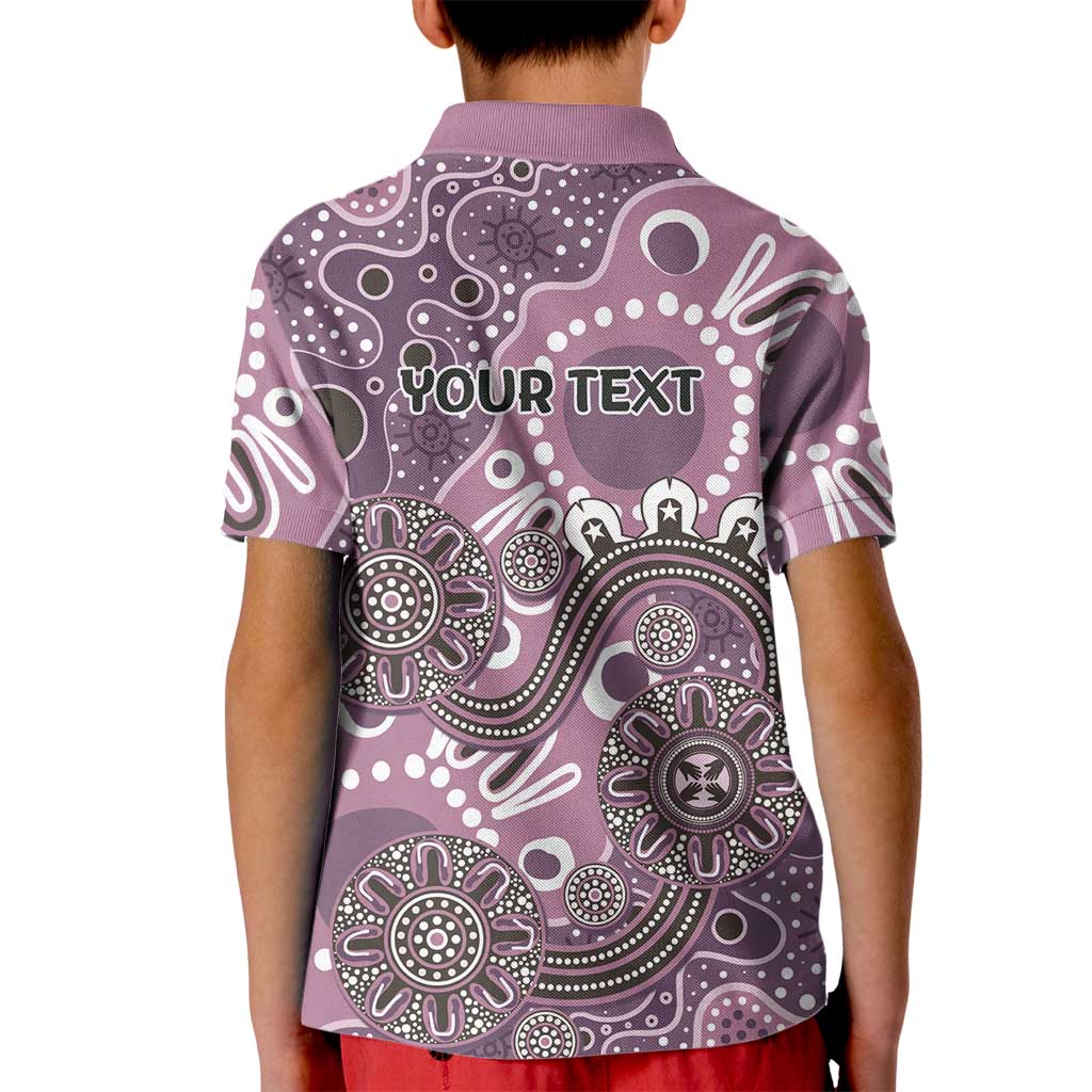 Personalised NAIDOC Week 50 Years Deadly Always Kid Polo Shirt Pink Aboriginal Artwork Dot Painting