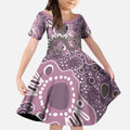 Personalised NAIDOC Week 50 Years Deadly Always Kid Short Sleeve Dress Pink Aboriginal Artwork Dot Painting