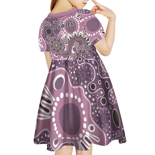 Personalised NAIDOC Week 50 Years Deadly Always Kid Short Sleeve Dress Pink Aboriginal Artwork Dot Painting
