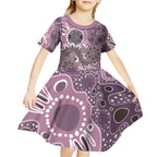 Personalised NAIDOC Week 50 Years Deadly Always Kid Short Sleeve Dress Pink Aboriginal Artwork Dot Painting