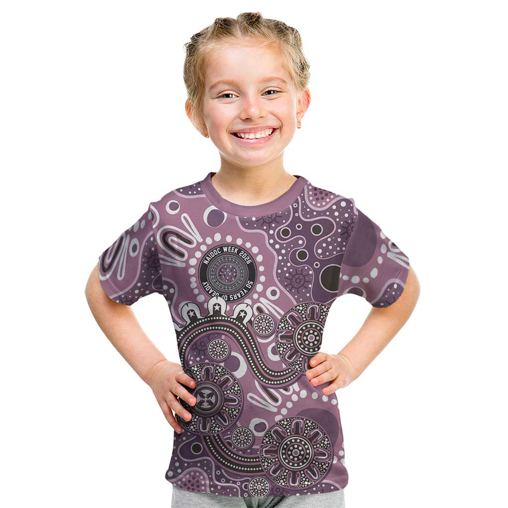 Personalised NAIDOC Week 50 Years Deadly Always Kid T Shirt Pink Aboriginal Artwork Dot Painting