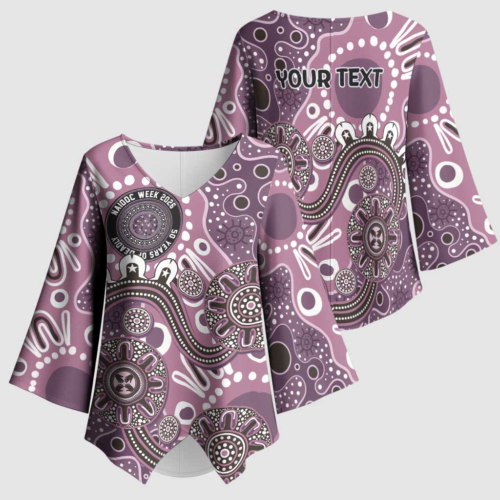 Personalised NAIDOC Week 50 Years Deadly Always Kimono Sleeve Blouse Pink Aboriginal Artwork Dot Painting