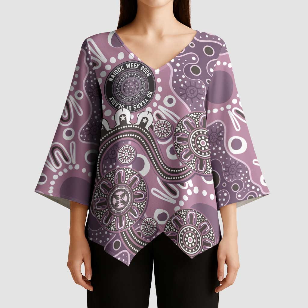 Personalised NAIDOC Week 50 Years Deadly Always Kimono Sleeve Blouse Pink Aboriginal Artwork Dot Painting