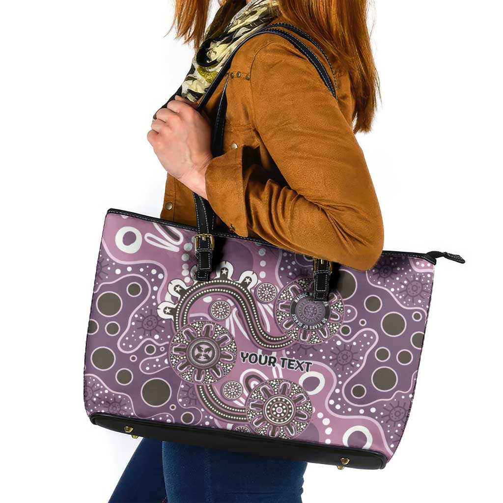 Personalised NAIDOC Week 50 Years Deadly Always Leather Tote Bag Pink Aboriginal Artwork Dot Painting