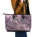 Personalised NAIDOC Week 50 Years Deadly Always Leather Tote Bag Pink Aboriginal Artwork Dot Painting