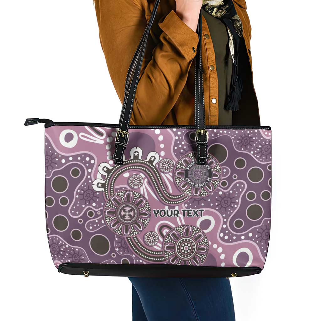 Personalised NAIDOC Week 50 Years Deadly Always Leather Tote Bag Pink Aboriginal Artwork Dot Painting