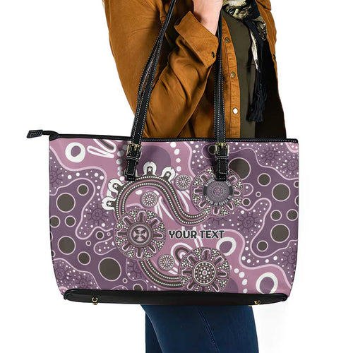 Personalised NAIDOC Week 50 Years Deadly Always Leather Tote Bag Pink Aboriginal Artwork Dot Painting
