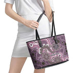 Personalised NAIDOC Week 50 Years Deadly Always Leather Tote Bag Pink Aboriginal Artwork Dot Painting