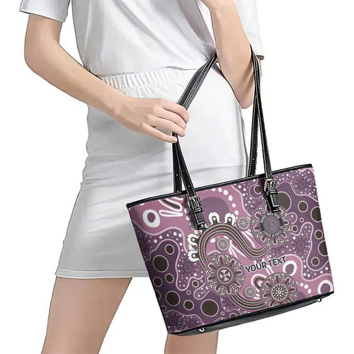 Personalised NAIDOC Week 50 Years Deadly Always Leather Tote Bag Pink Aboriginal Artwork Dot Painting