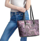 Personalised NAIDOC Week 50 Years Deadly Always Leather Tote Bag Pink Aboriginal Artwork Dot Painting