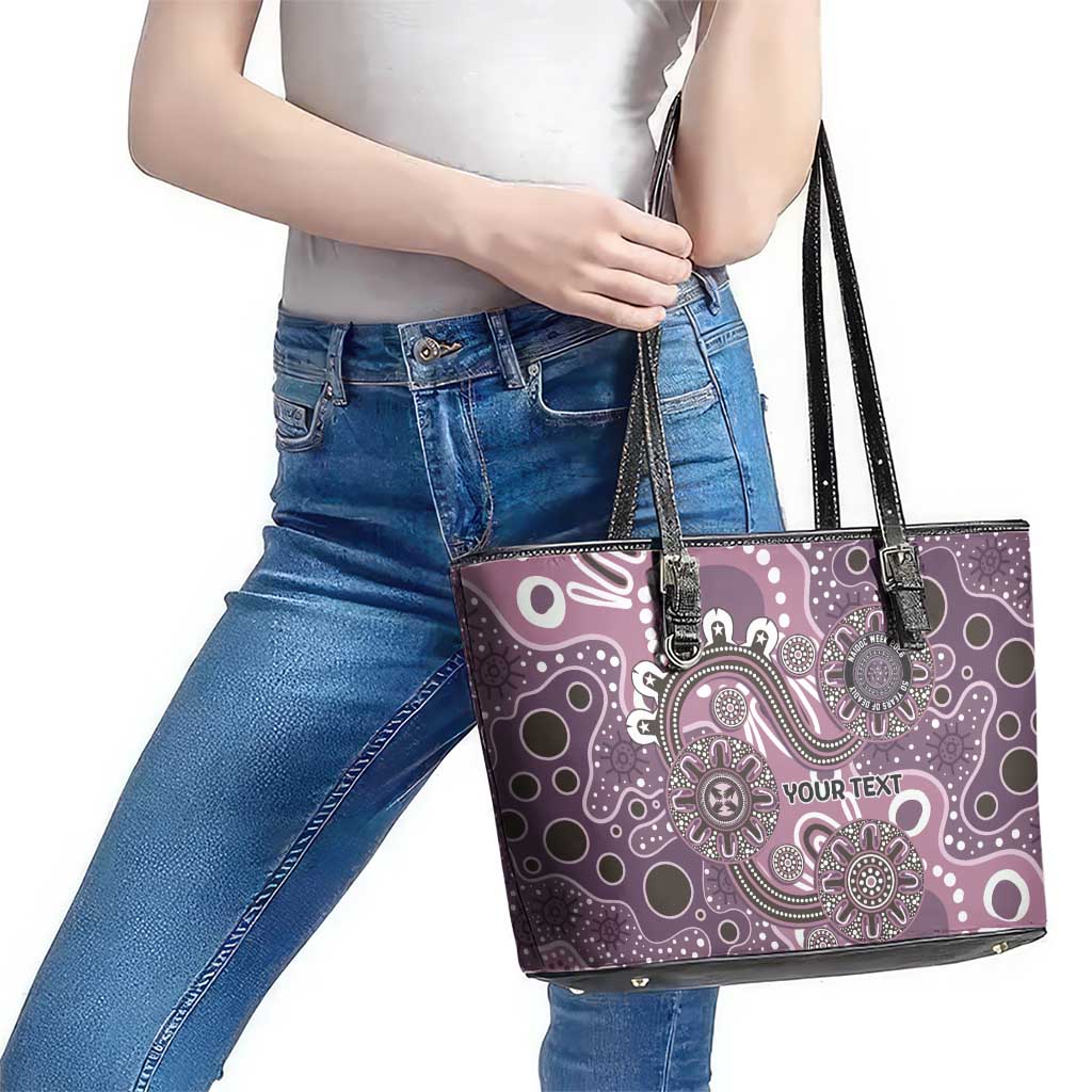 Personalised NAIDOC Week 50 Years Deadly Always Leather Tote Bag Pink Aboriginal Artwork Dot Painting