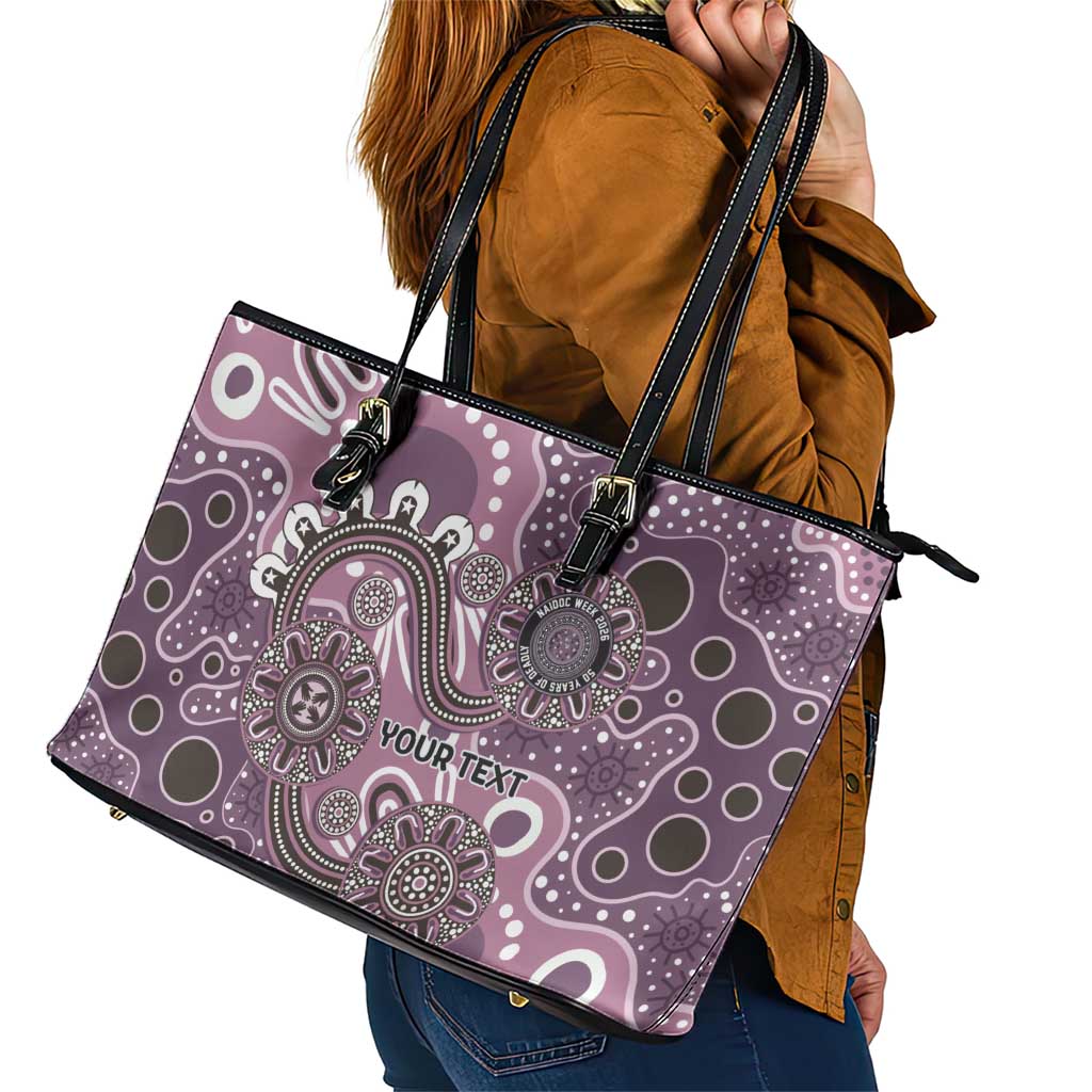 Personalised NAIDOC Week 50 Years Deadly Always Leather Tote Bag Pink Aboriginal Artwork Dot Painting