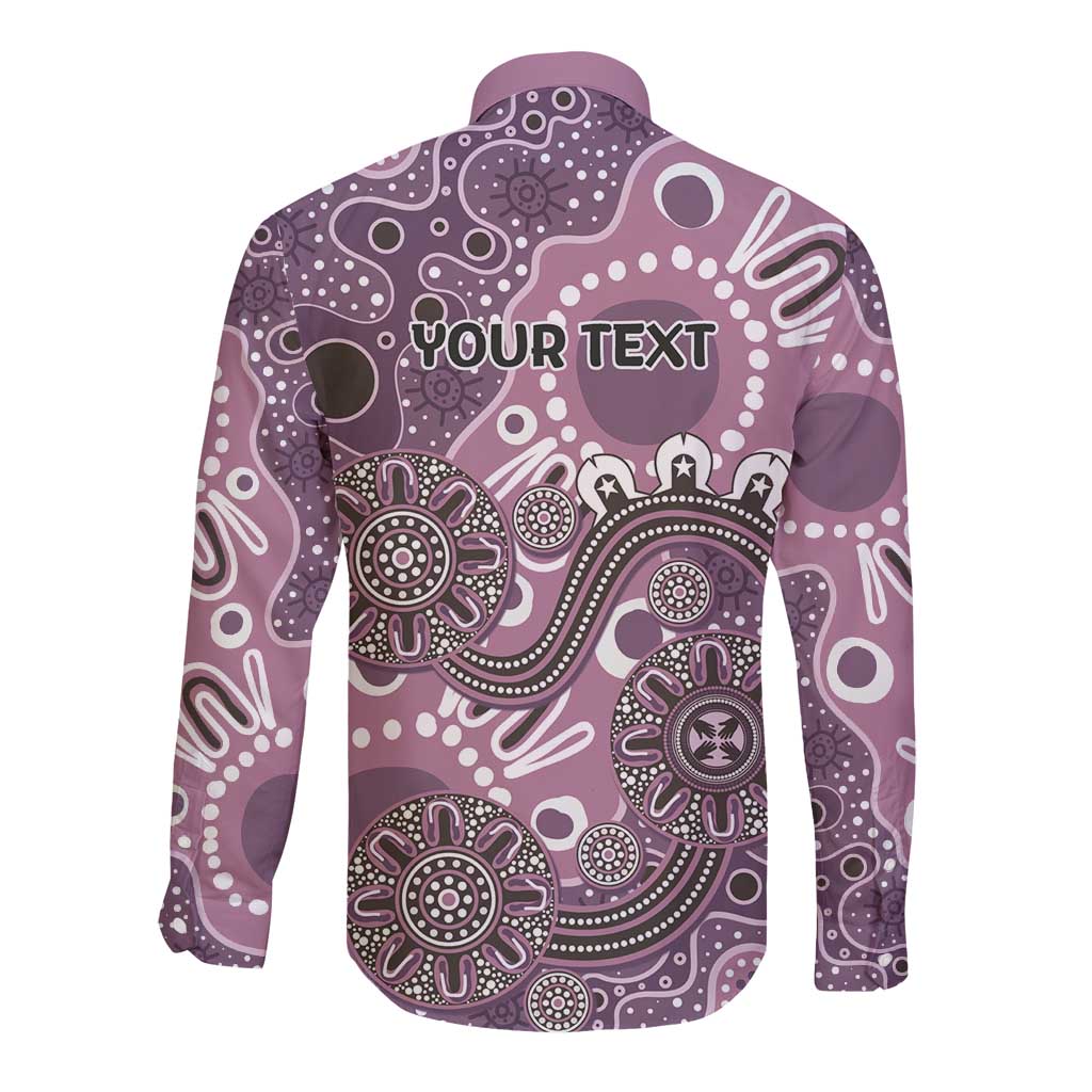 Personalised NAIDOC Week 50 Years Deadly Always Long Sleeve Button Shirt Pink Aboriginal Artwork Dot Painting