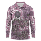 Personalised NAIDOC Week 50 Years Deadly Always Long Sleeve Polo Shirt Pink Aboriginal Artwork Dot Painting