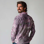 Personalised NAIDOC Week 50 Years Deadly Always Long Sleeve Polo Shirt Pink Aboriginal Artwork Dot Painting