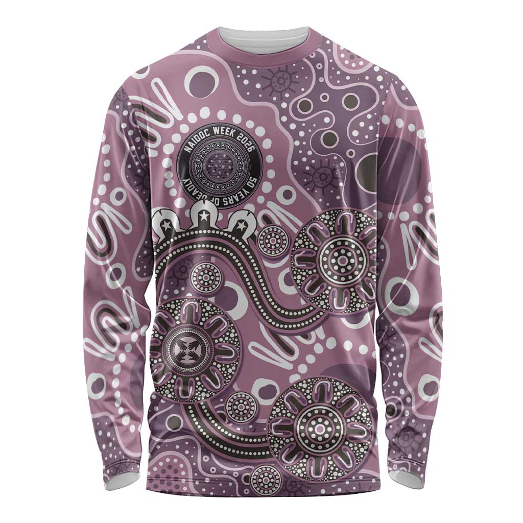 Personalised NAIDOC Week 50 Years Deadly Always Long Sleeve Shirt Pink Aboriginal Artwork Dot Painting