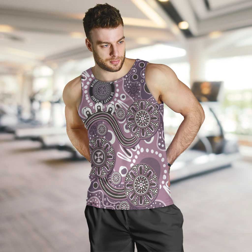 Personalised NAIDOC Week 50 Years Deadly Always Men Tank Top Pink Aboriginal Artwork Dot Painting