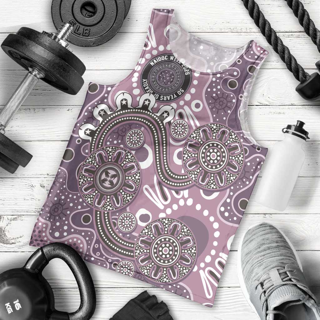 Personalised NAIDOC Week 50 Years Deadly Always Men Tank Top Pink Aboriginal Artwork Dot Painting