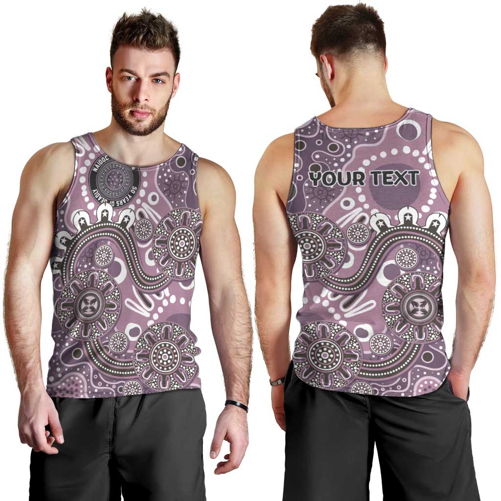Personalised NAIDOC Week 50 Years Deadly Always Men Tank Top Pink Aboriginal Artwork Dot Painting
