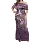 Personalised NAIDOC Week 50 Years Deadly Always Off Shoulder Maxi Dress Pink Aboriginal Artwork Dot Painting