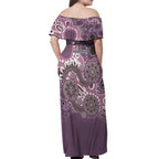 Personalised NAIDOC Week 50 Years Deadly Always Off Shoulder Maxi Dress Pink Aboriginal Artwork Dot Painting