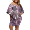 Personalised NAIDOC Week 50 Years Deadly Always Off Shoulder Short Dress Pink Aboriginal Artwork Dot Painting