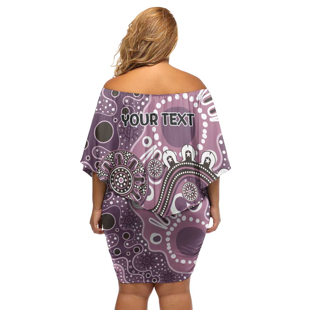 Personalised NAIDOC Week 50 Years Deadly Always Off Shoulder Short Dress Pink Aboriginal Artwork Dot Painting
