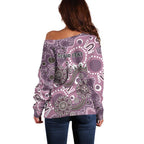 Personalised NAIDOC Week 50 Years Deadly Always Off Shoulder Sweater Pink Aboriginal Artwork Dot Painting