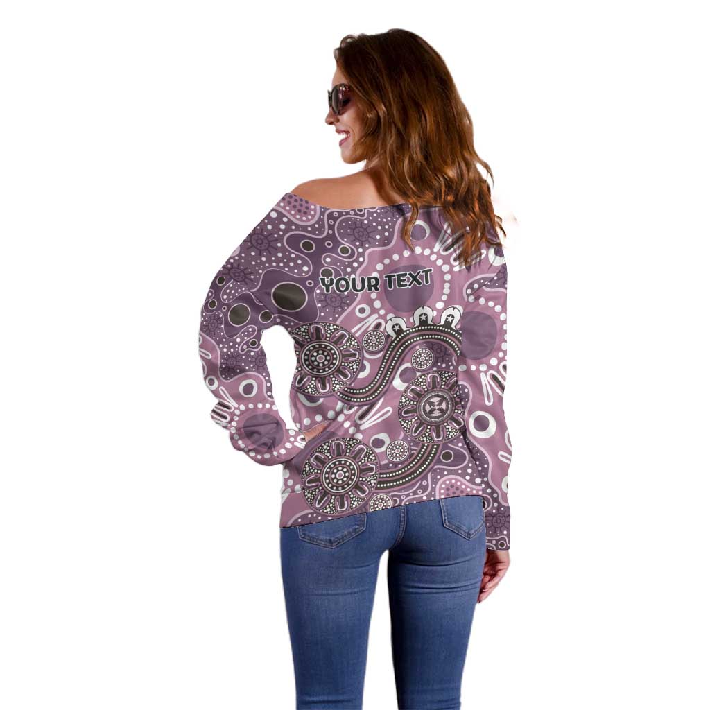 Personalised NAIDOC Week 50 Years Deadly Always Off Shoulder Sweater Pink Aboriginal Artwork Dot Painting