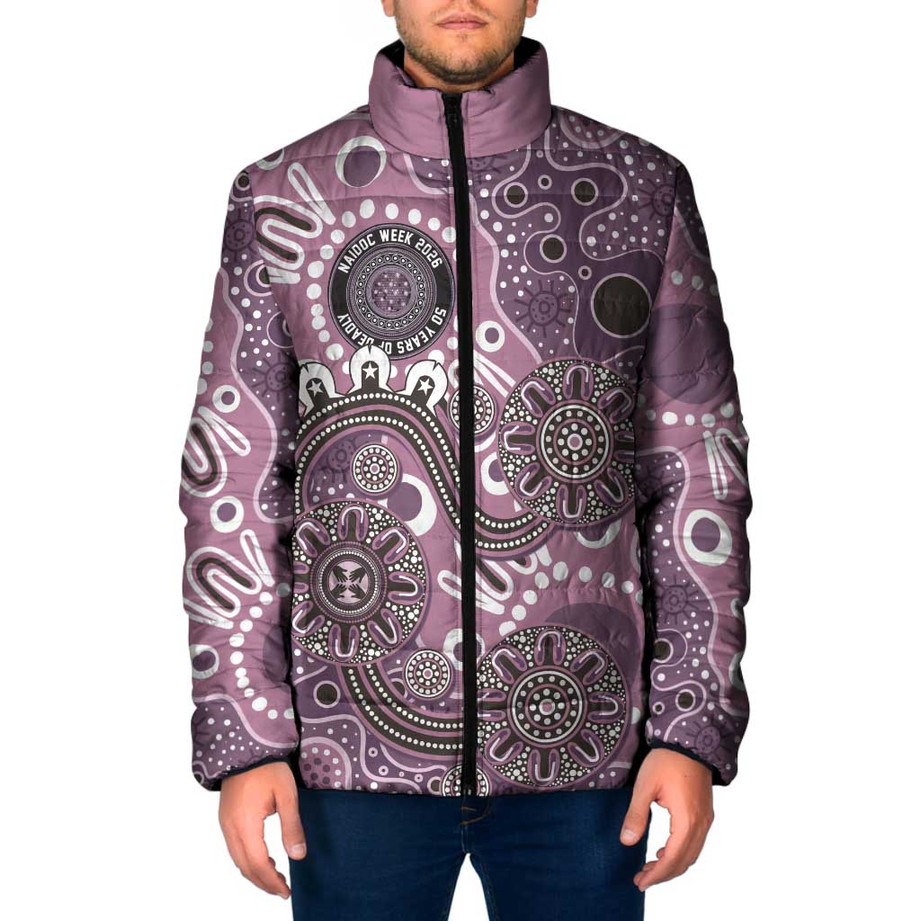 Personalised NAIDOC Week 50 Years Deadly Always Padded Jacket Pink Aboriginal Artwork Dot Painting