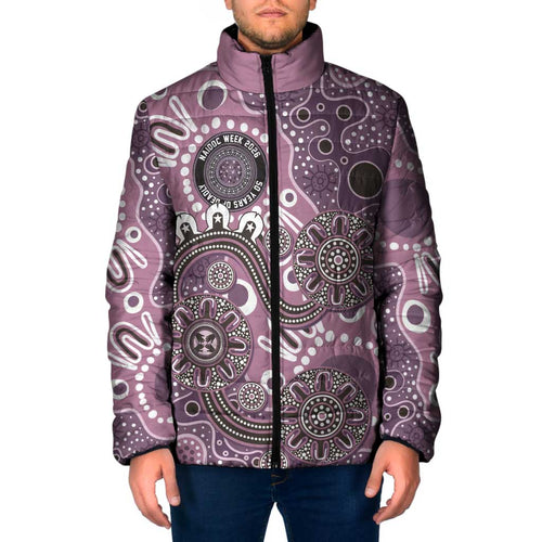 Personalised NAIDOC Week 50 Years Deadly Always Padded Jacket Pink Aboriginal Artwork Dot Painting