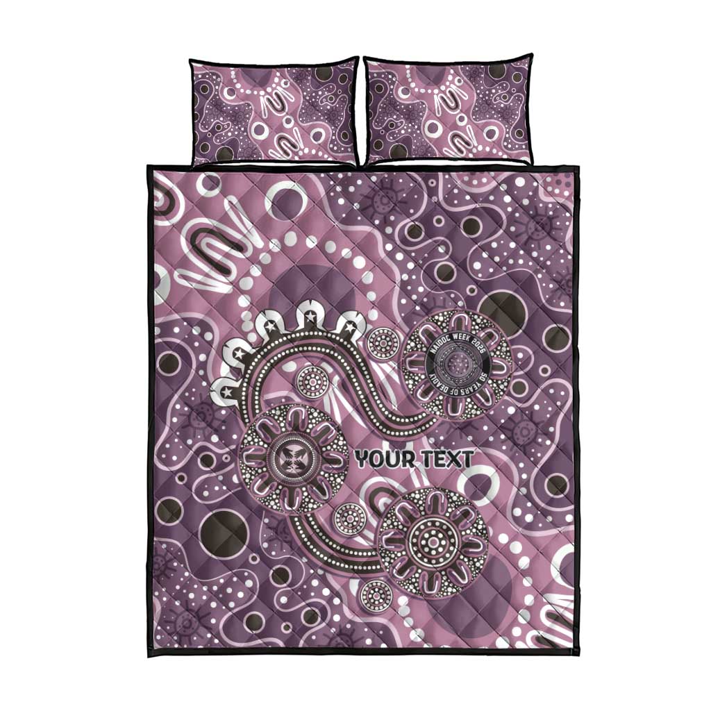 Personalised NAIDOC Week 50 Years Deadly Always Quilt Bed Set Pink Aboriginal Artwork Dot Painting