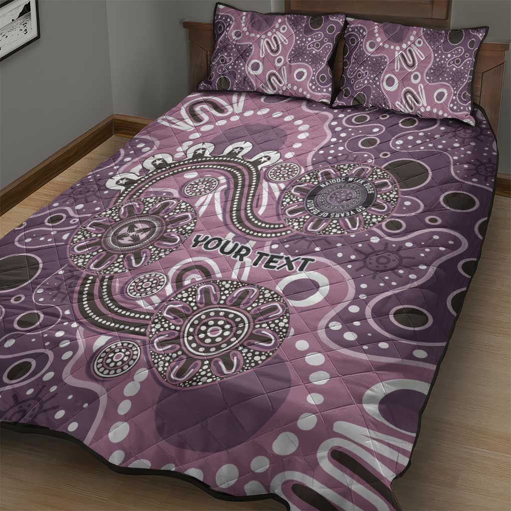 Personalised NAIDOC Week 50 Years Deadly Always Quilt Bed Set Pink Aboriginal Artwork Dot Painting