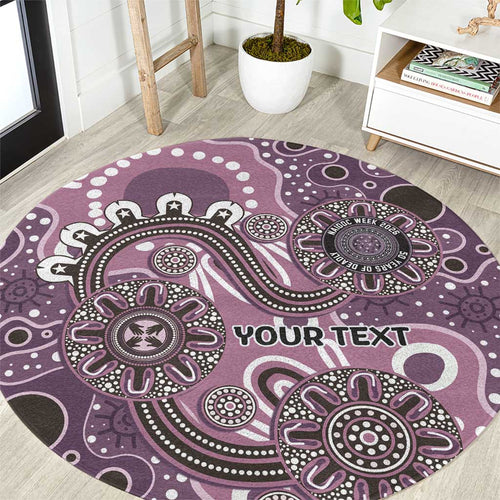 Personalised NAIDOC Week 50 Years Deadly Always Round Carpet Pink Aboriginal Artwork Dot Painting