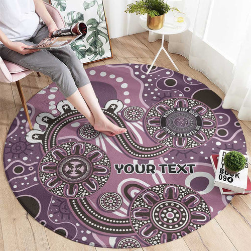Personalised NAIDOC Week 50 Years Deadly Always Round Carpet Pink Aboriginal Artwork Dot Painting