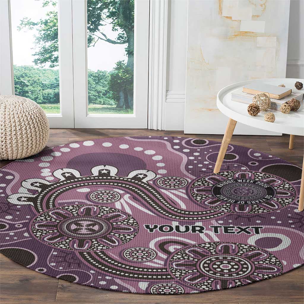 Personalised NAIDOC Week 50 Years Deadly Always Round Carpet Pink Aboriginal Artwork Dot Painting