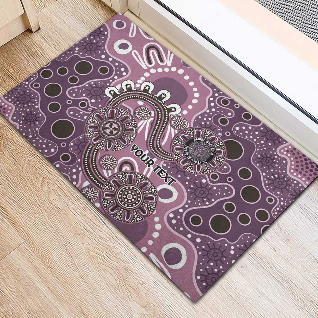 Personalised NAIDOC Week 50 Years Deadly Always Rubber Doormat Pink Aboriginal Artwork Dot Painting
