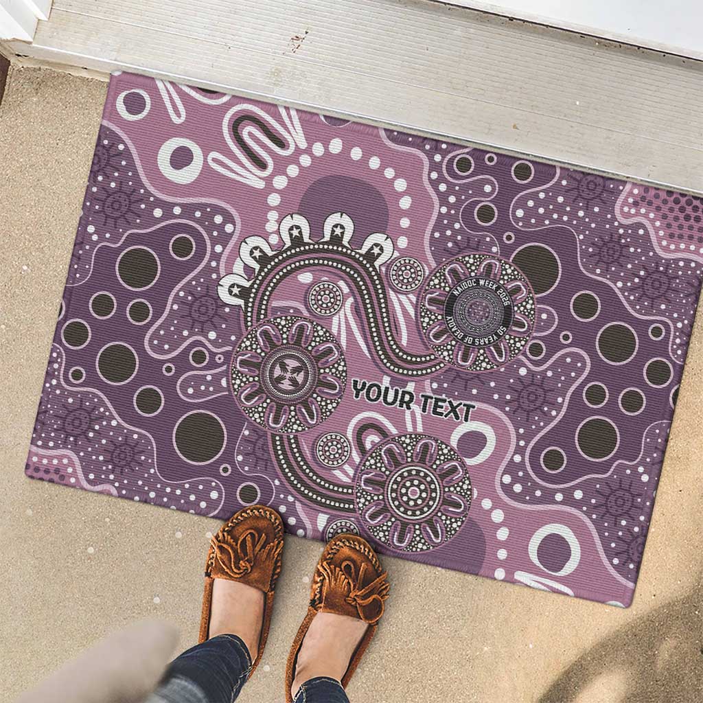 Personalised NAIDOC Week 50 Years Deadly Always Rubber Doormat Pink Aboriginal Artwork Dot Painting