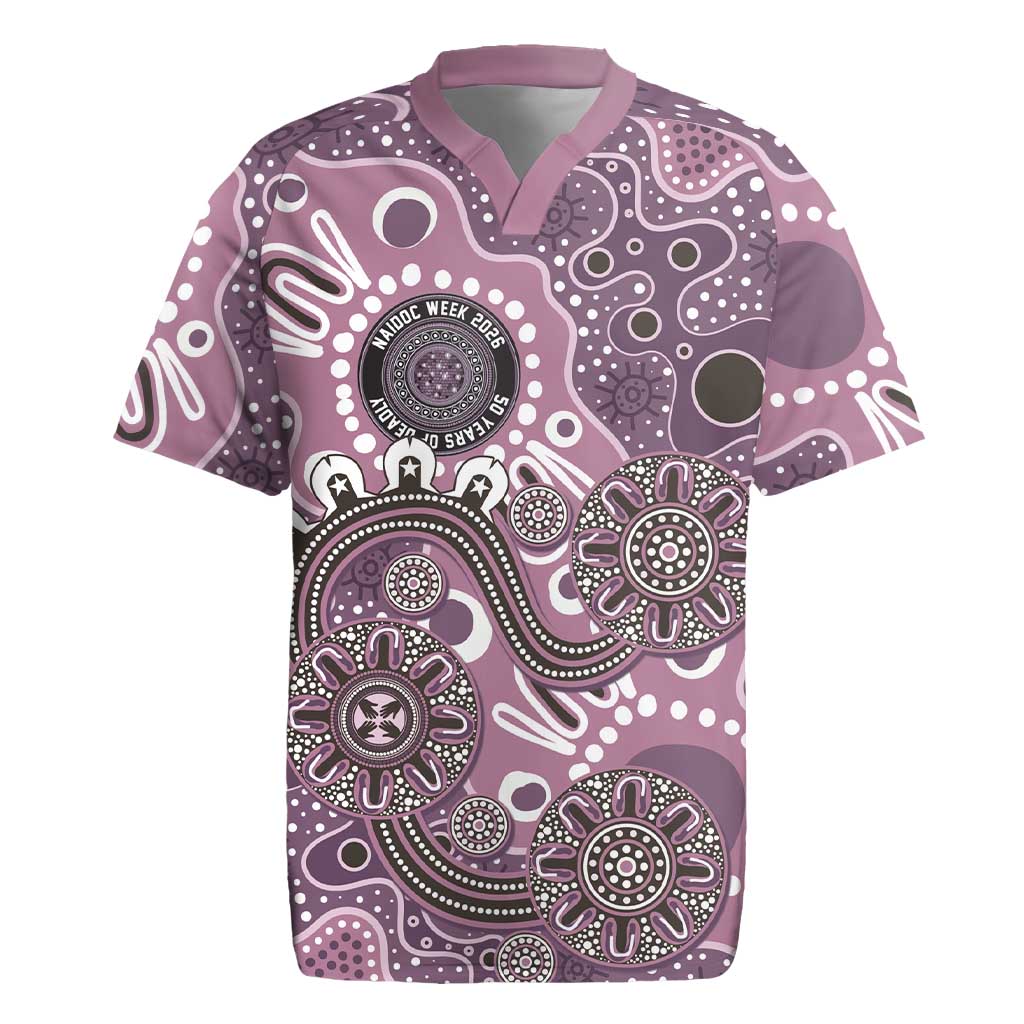 Personalised NAIDOC Week 50 Years Deadly Always Rugby Jersey Pink Aboriginal Artwork Dot Painting