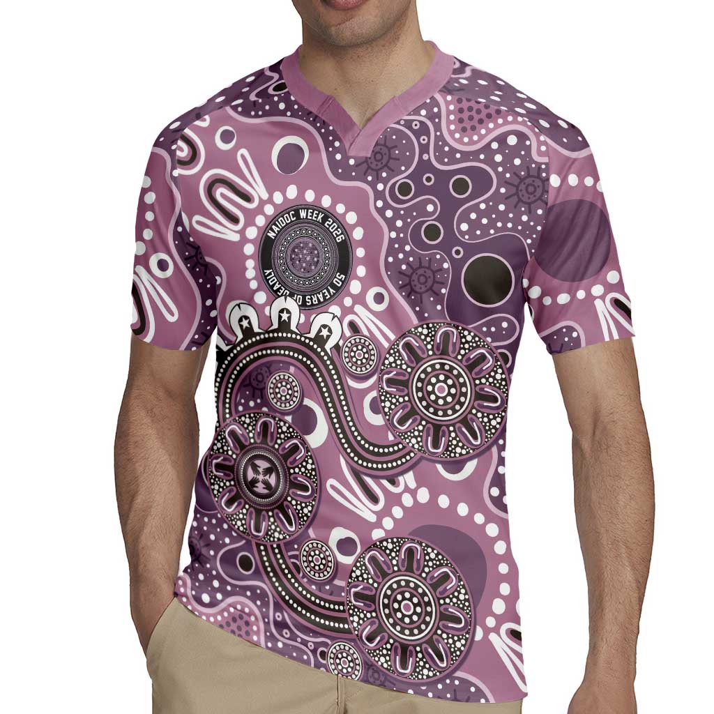 Personalised NAIDOC Week 50 Years Deadly Always Rugby Jersey Pink Aboriginal Artwork Dot Painting