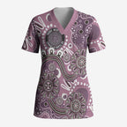 Personalised NAIDOC Week 50 Years Deadly Always Scrub Top Pink Aboriginal Artwork Dot Painting